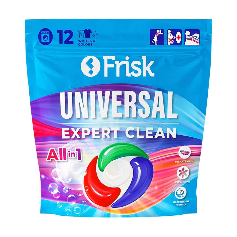 Універсальні капсули для прання Frisk Universal Expert Clean, 12 циклів прання, 12 шт